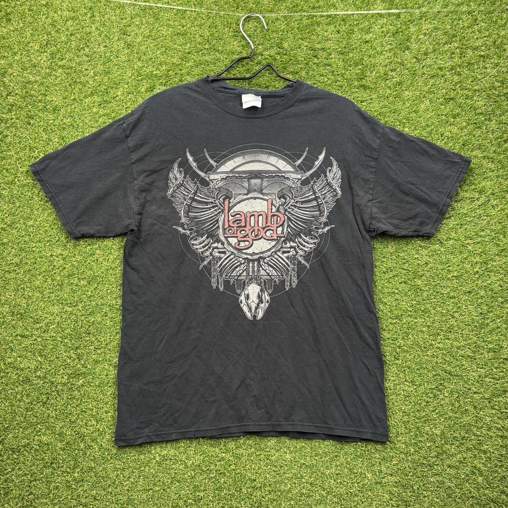 Y2K 2000s Lamb Of God Band T-Shirt Mens Large Heavy Metal Grunge Wings Tribal